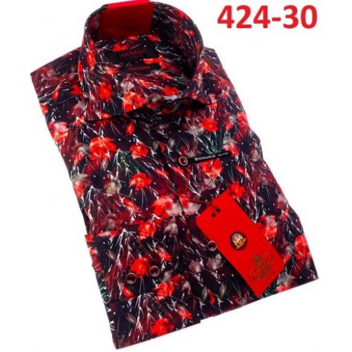 Axxess Red Cotton Modern Fit Dress Shirt With Button Cuff 424-30